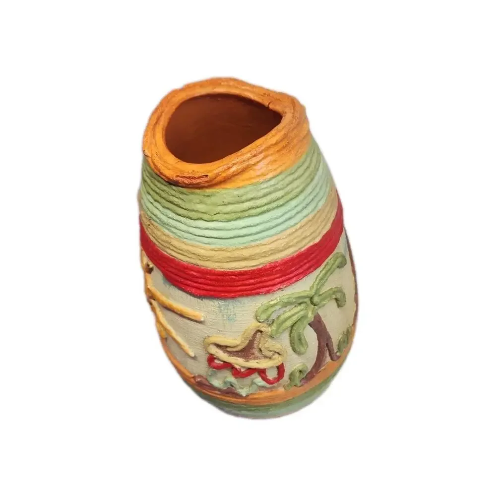 Mexican Hand Made Pottery Folk Art vase Southwest Arizona Style Vase Holland Co